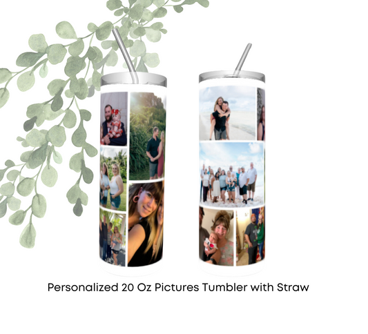Personalized 20 Oz Pictures Tumbler with Straw
