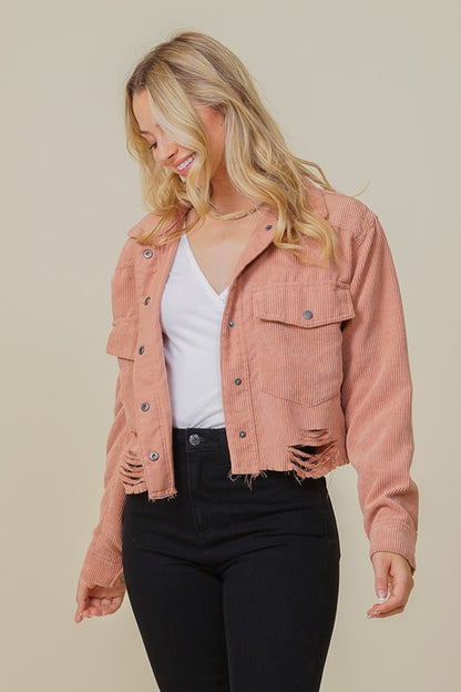 Zoey Distressed Corduroy Jacket