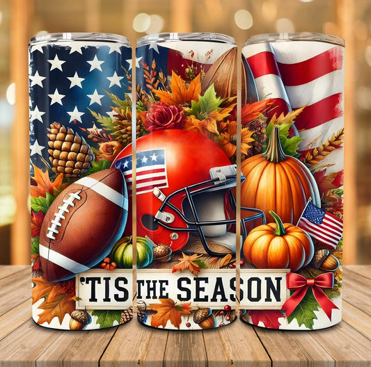 'Tis the Season Football and Family Tumbler